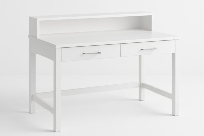 Scrivania da ufficio 120 cm in legno bianco con cassetti, ripiano-Baronilta