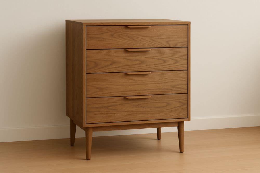 Cassettiera in Legno Massello Quercia 4 Cassetti 80x40x100 cm-Baronilta