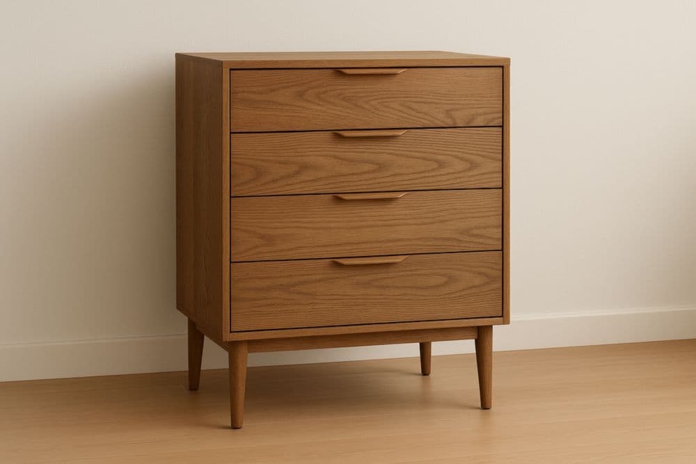 Cassettiera in Legno Massello Quercia 4 Cassetti 80x40x100 cm-Baronilta