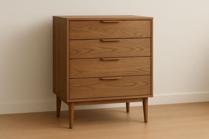 Cassettiera in Legno Massello Quercia 4 Cassetti 80x40x100 cm-Baronilta