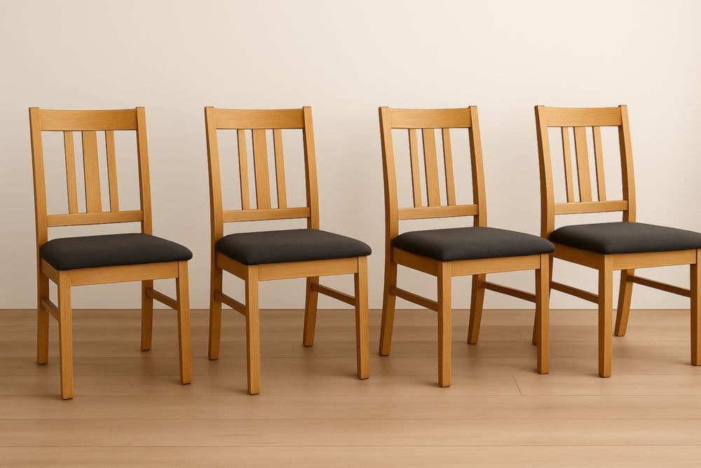 Set 4 sedie da pranzo legno massello cuscino grigio scuro 42x50x90 cm-Baronilta