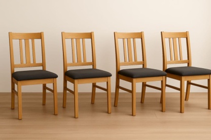 Set 4 sedie da pranzo legno massello cuscino grigio scuro 42x50x90 cm-Baronilta