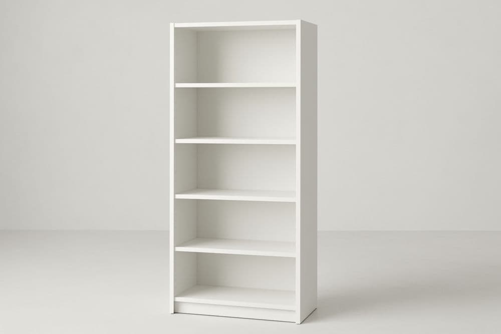 Libreria a 5 Ripiani Bianco in Truciolato Laminato 180x80x28 cm-Baronilta