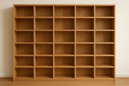 Mobile contenitore decorativo in legno con scomparti multipli 180x180x30 cm-Baronilta