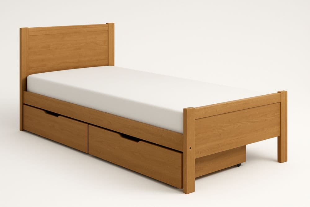 Letto singolo in legno con cassetti integrati 200x90 cm-Baronilta