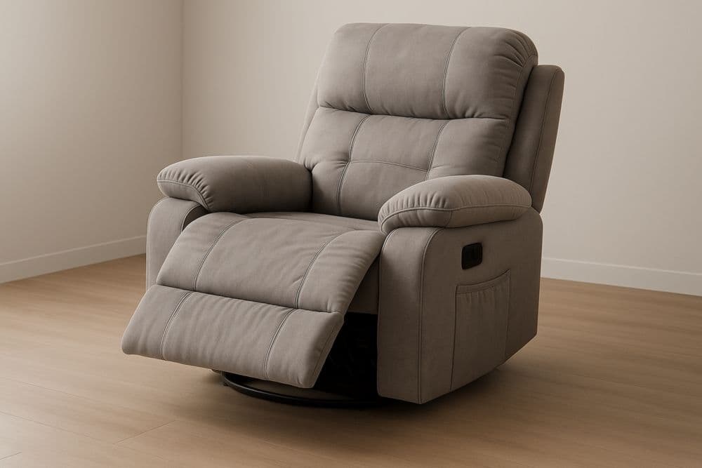 Poltrona reclinabile in metallo con rivestimento in microfibra grigio, 100x90x105 cm-Baronilta