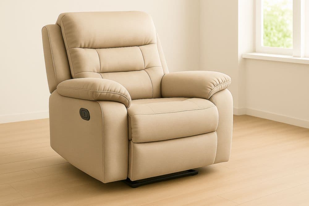 Poltrona reclinabile in microfibra beige 90x85x110 cm-Baronilta