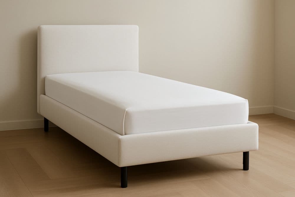 Letto Singolo Imbottito Beige Tessuto 200x90x100 cm-Baronilta