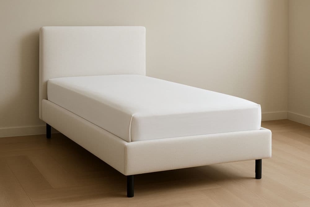 Letto Singolo Imbottito Beige Tessuto 200x90x100 cm-Baronilta