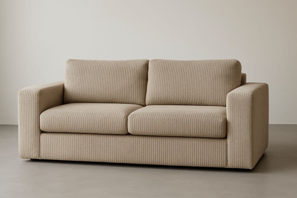 Divano moderno tessuto a coste beige 200x90x85 cm-Baronilta