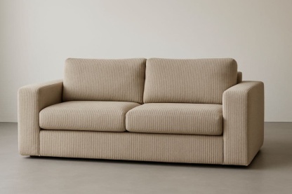 Divano moderno tessuto a coste beige 200x90x85 cm-Baronilta