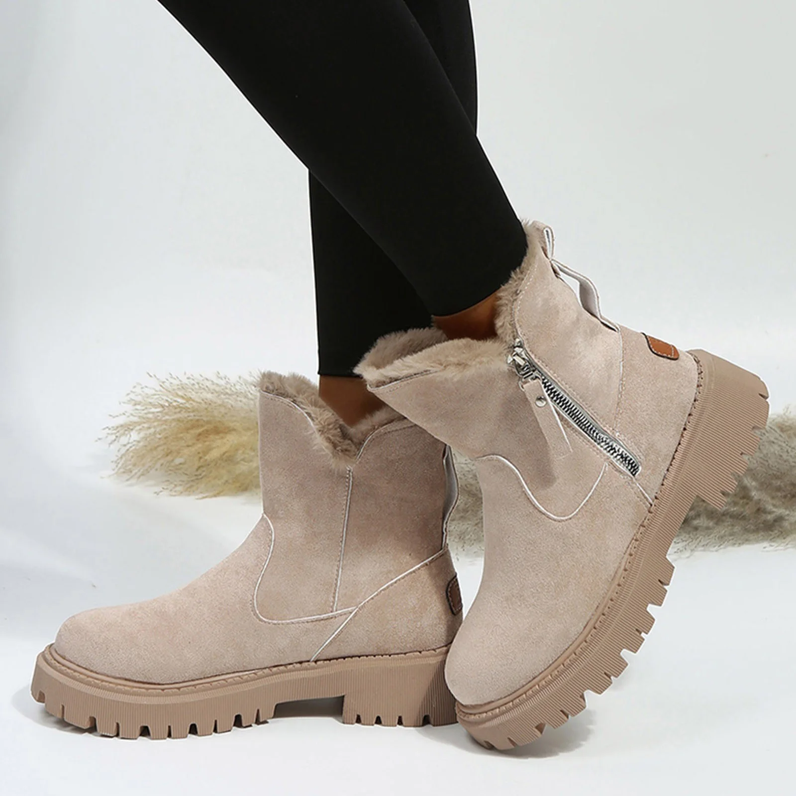 (⏳NOW ON: 70% OFF Sale! 🔥)Crzidha Vintage Snow Boots for Women,Warm Fleece Lined