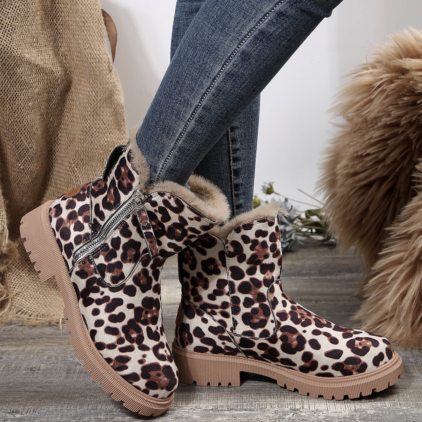 (⏳NOW ON: 70% OFF Sale! 🔥)Crzidha Vintage Snow Boots for Women,Warm Fleece Lined