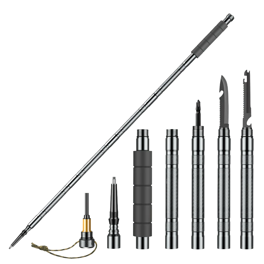 Hiking Pole 15-in-1 Multi-Function Lightweight Walking Stick Stealth Angel Survival