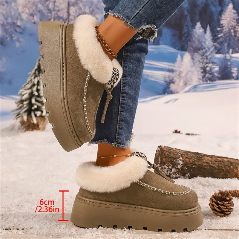 Winter New Thick-Soled Fleece-Lined Tassel Snow Boots