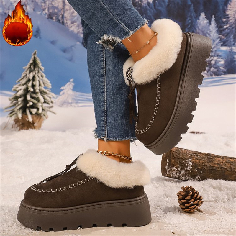 Winter New Thick-Soled Fleece-Lined Tassel Snow Boots