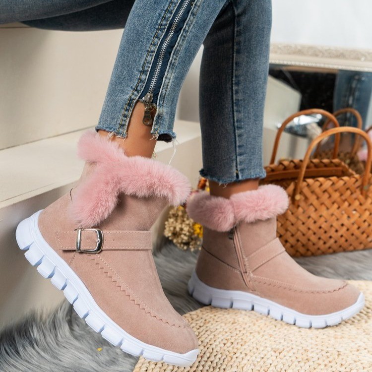 Winter Classic Warm Ankle Snow Booties with Fur Lining for Women