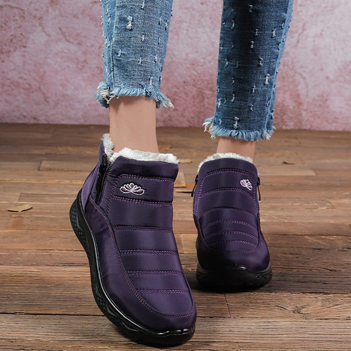 Women's Winter Boots Warm Fur Lined Snow Boots Slip-on Ankle Boots