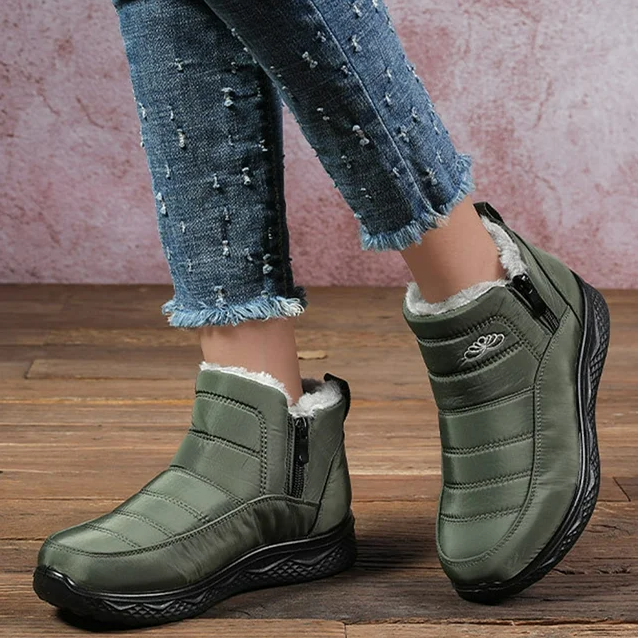 Women's Winter Boots Warm Fur Lined Snow Boots Slip-on Ankle Boots