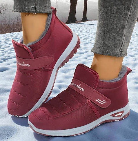 Women's Burgundy Warm Fleece-Lined Winter Sneakers