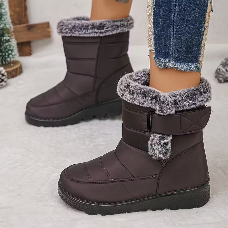 Women's Snow Boots Faux Fur Long Plush Platform Ankle Boots Waterproof Warm Cotton Winter Boots