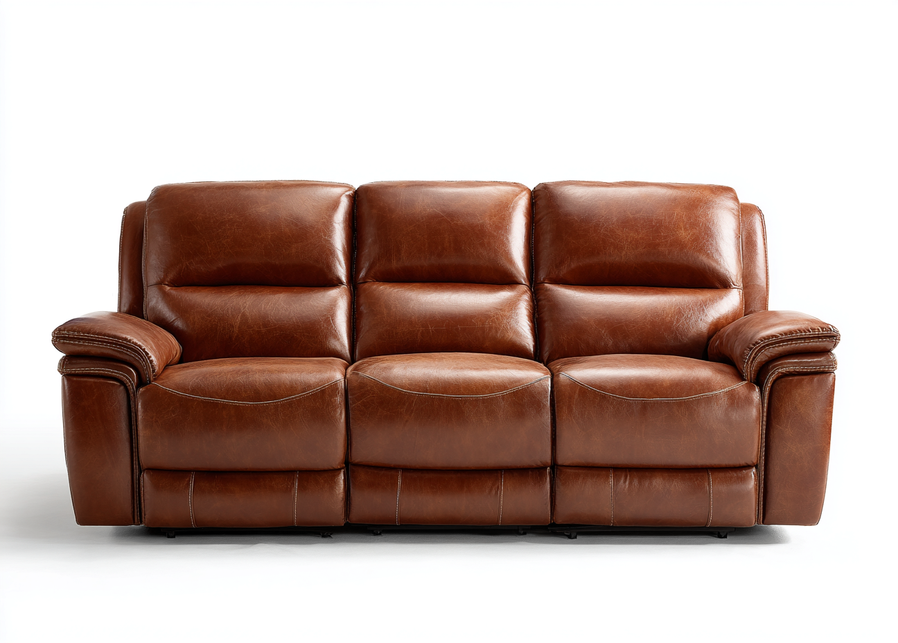 Sofá de 3 plazas piel 210x95x92 cm - marrón - diseño confortable