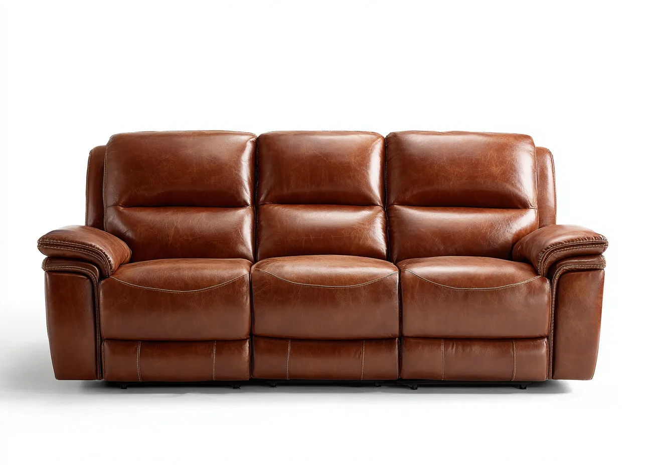 Sofá de 3 plazas piel 210x95x92 cm - marrón - diseño confortable