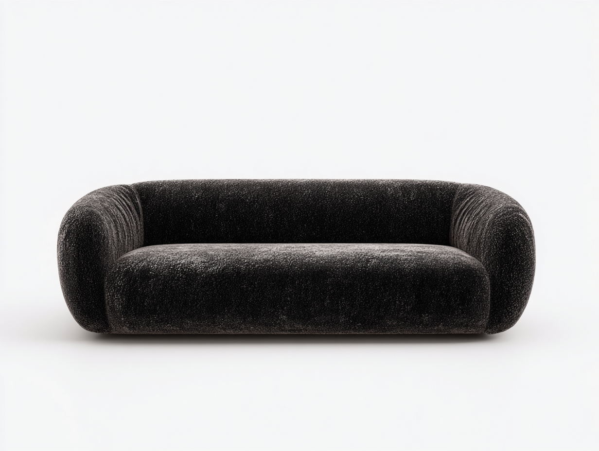 Sofá de 3 plazas tapizado en tela 220x100x85 cm - negro - diseño moderno