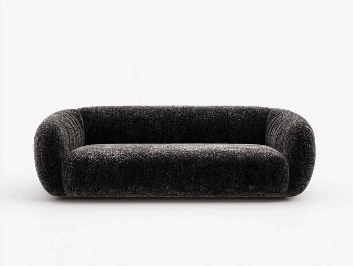 Sofá de 3 plazas tapizado en tela 220x100x85 cm - negro - diseño moderno