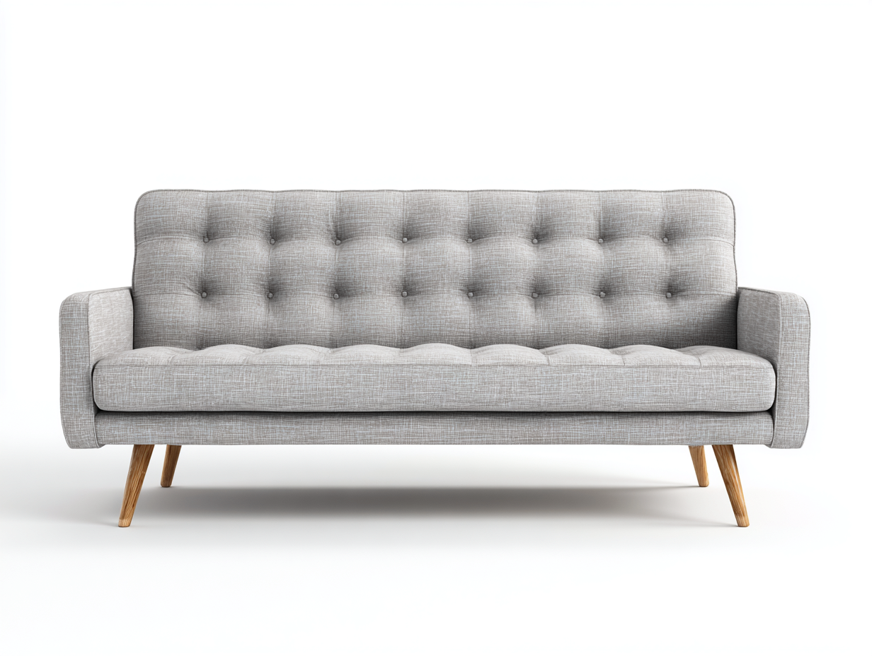 Sofá de 3 plazas tapizado en tela 185x85x90 cm - gris claro - diseño moderno