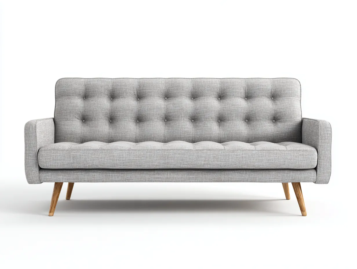 Sofá de 3 plazas tapizado en tela 185x85x90 cm - gris claro - diseño moderno