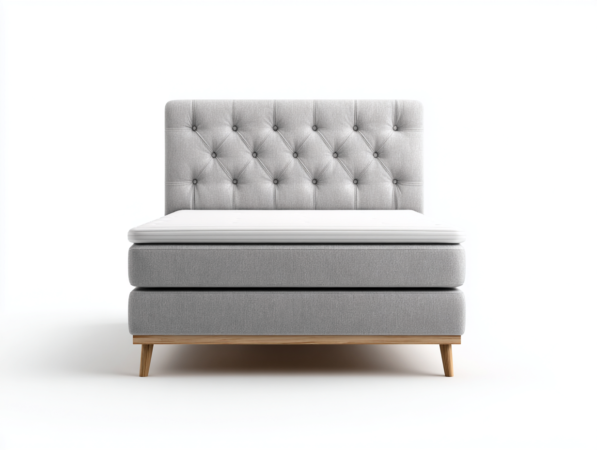 Cama doble tela 200x140x110 cm - gris claro - diseño moderno