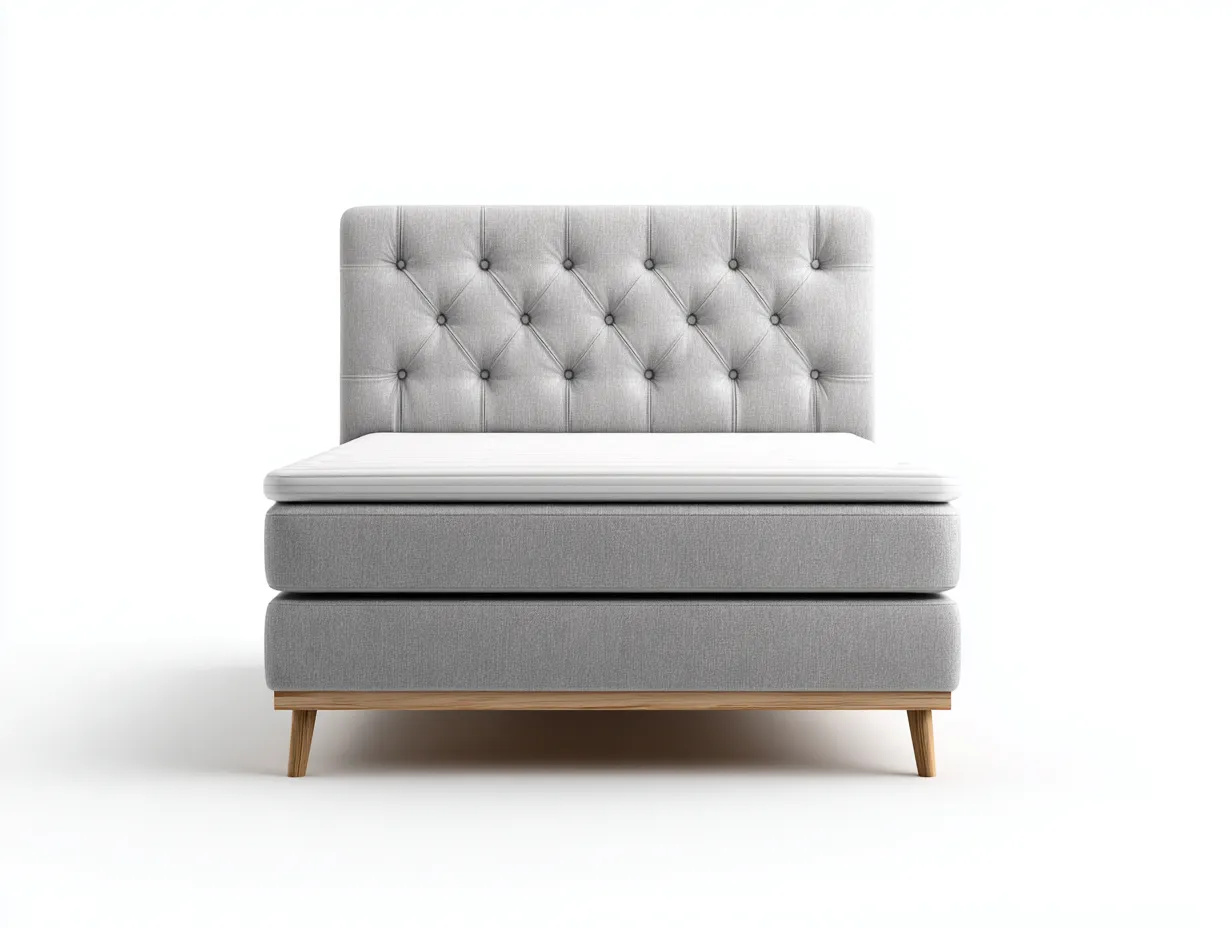 Cama doble tela 200x140x110 cm - gris claro - diseño moderno