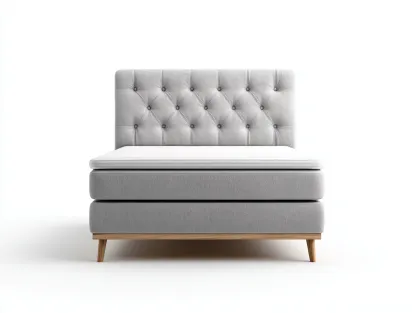 Cama doble tela 200x140x110 cm - gris claro - diseño moderno