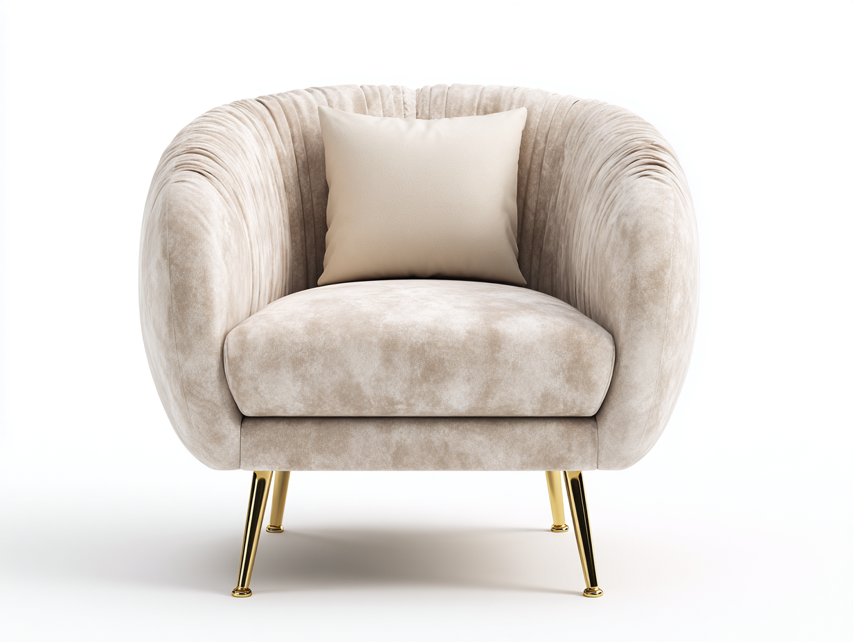 Sillón tapizado en tela 85x80x85 cm - beige - diseño moderno