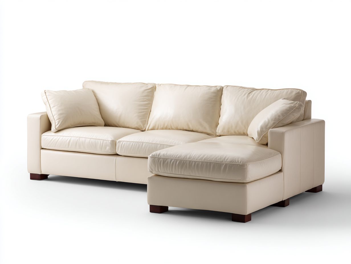 Sofá rinconera cuero 260x160x85 cm - beige - diseño moderno