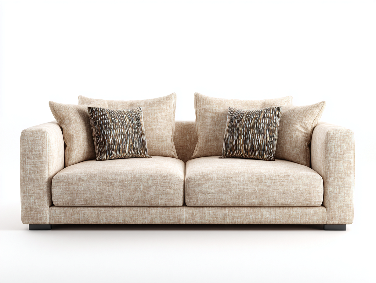 Sofá de 2 plazas tapizado en tela 175x95x90 cm - beige - diseño moderno