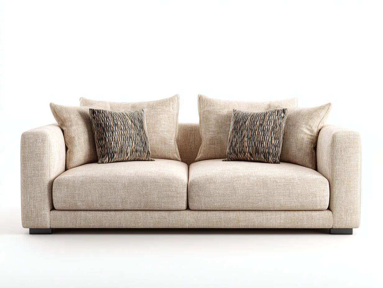 Sofá de 2 plazas tapizado en tela 175x95x90 cm - beige - diseño moderno