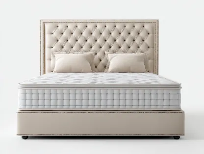 Cama doble tela 200x160x125 cm - beige - estilo clásico