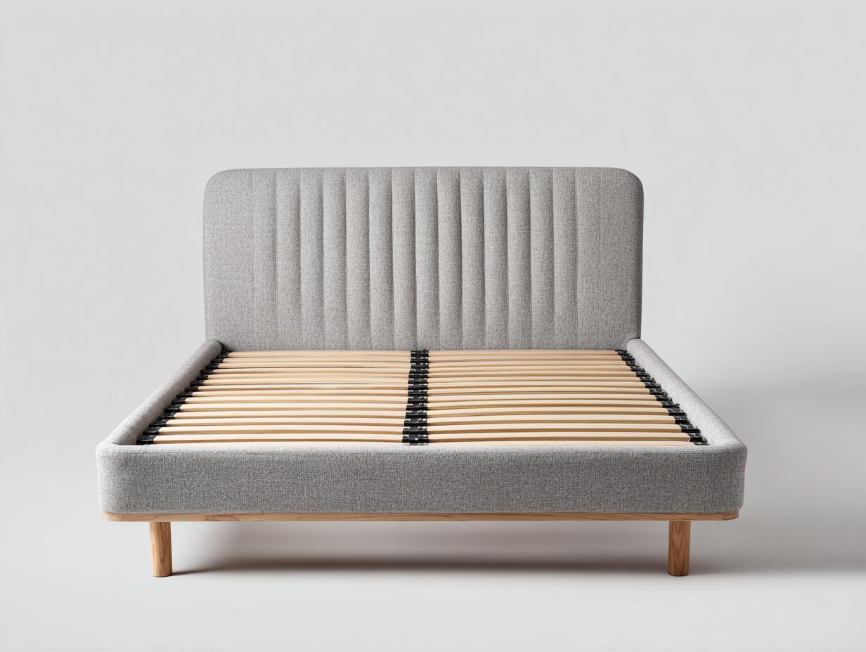 Cama doble tapizada 200x150x95 cm - gris claro - diseño moderno