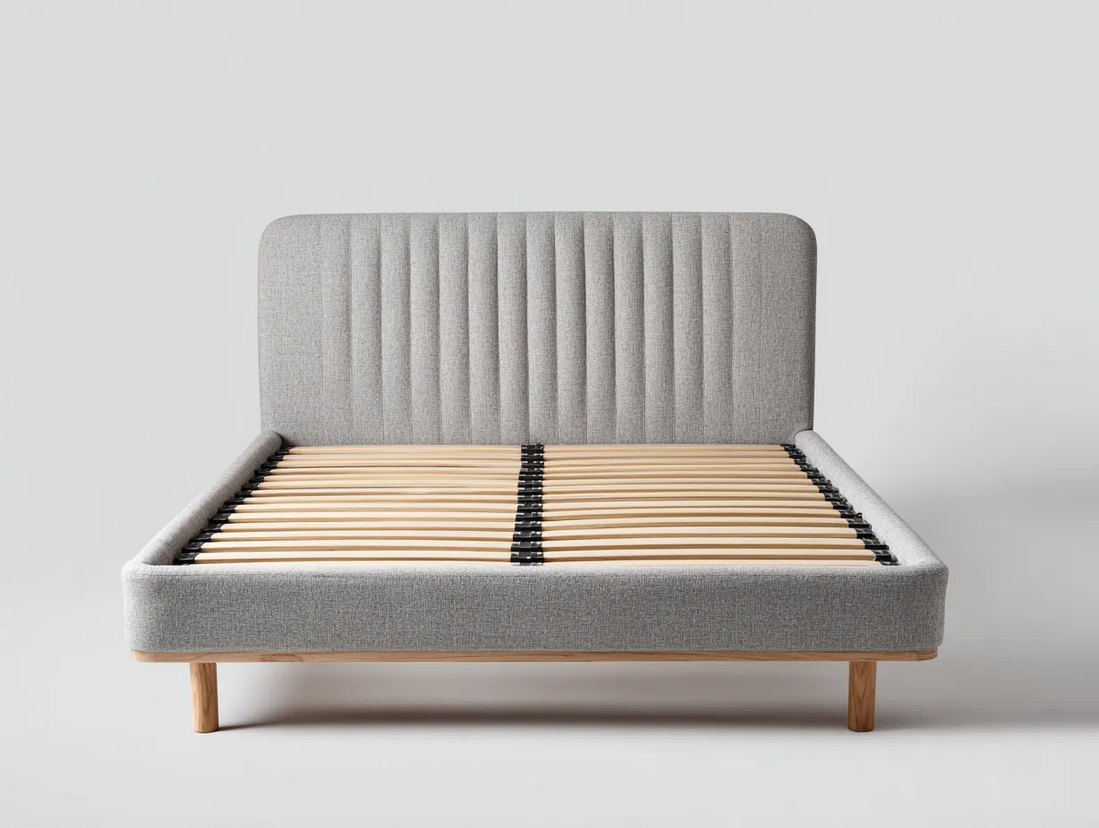 Cama doble tapizada 200x150x95 cm - gris claro - diseño moderno