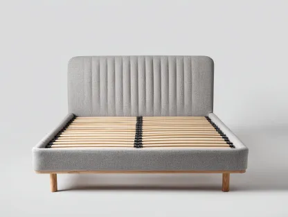 Cama doble tapizada 200x150x95 cm - gris claro - diseño moderno