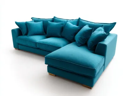 Sofá rinconero tapizado 265x160x90 cm - azul verdoso - diseño moderno
