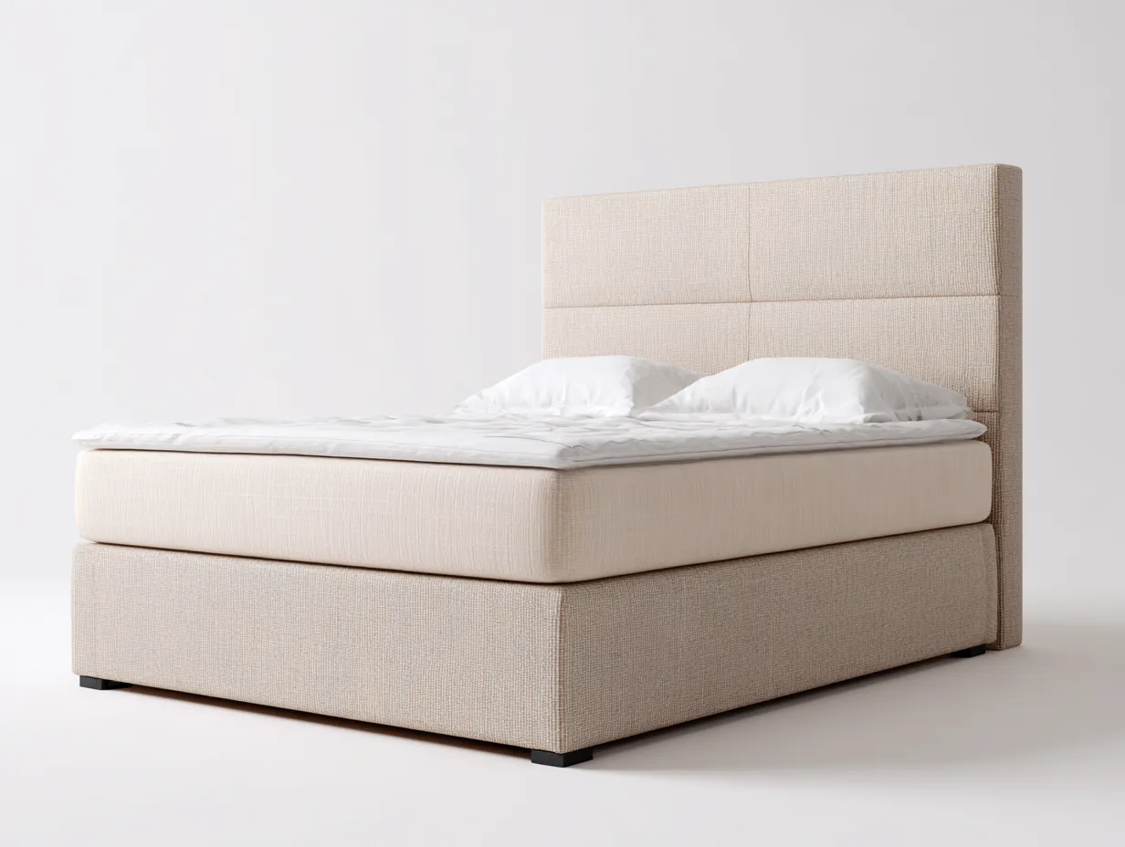 Cama doble tela 200x160x115 cm - beige - diseño moderno