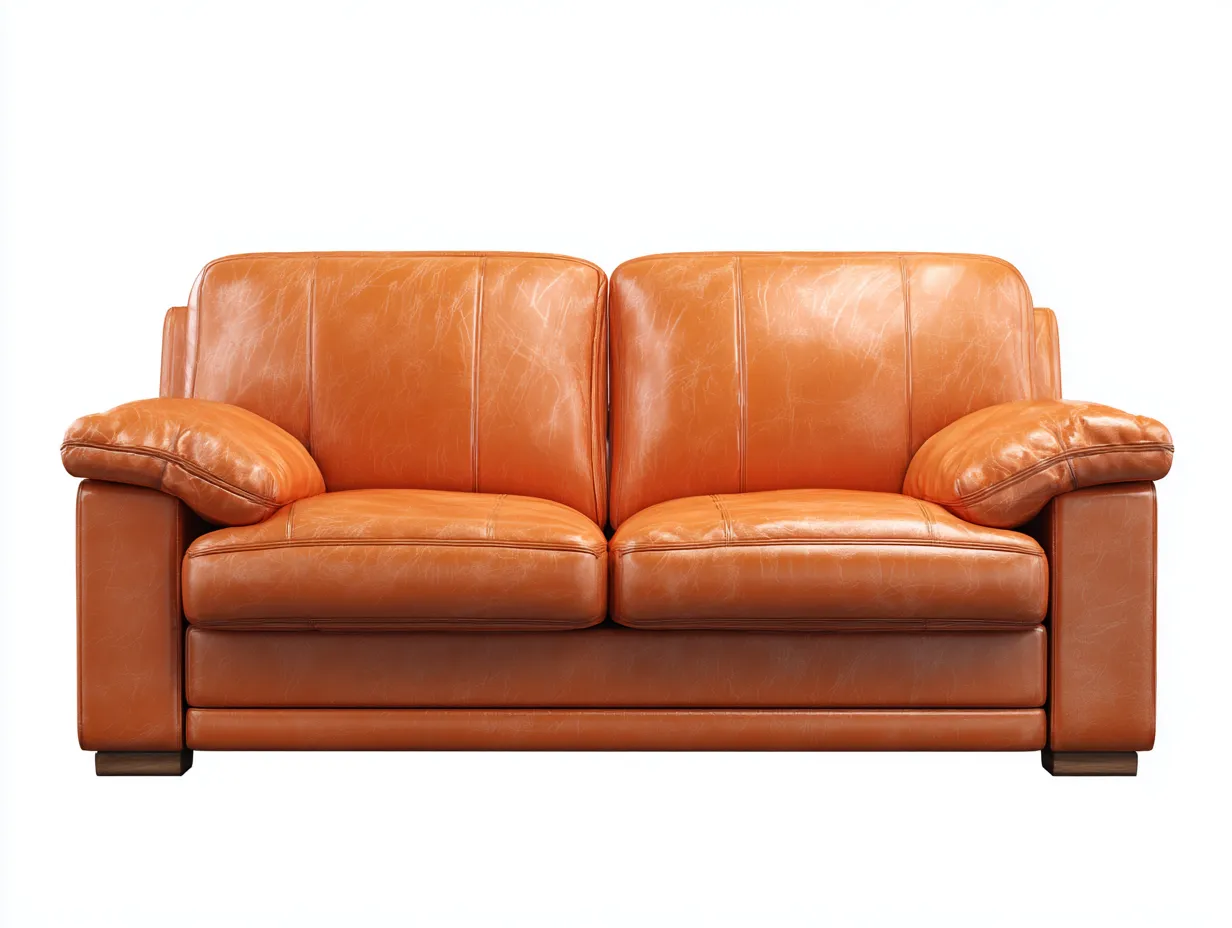 Sofá de 2 plazas piel 170x90x82 cm - naranja - diseño clásico