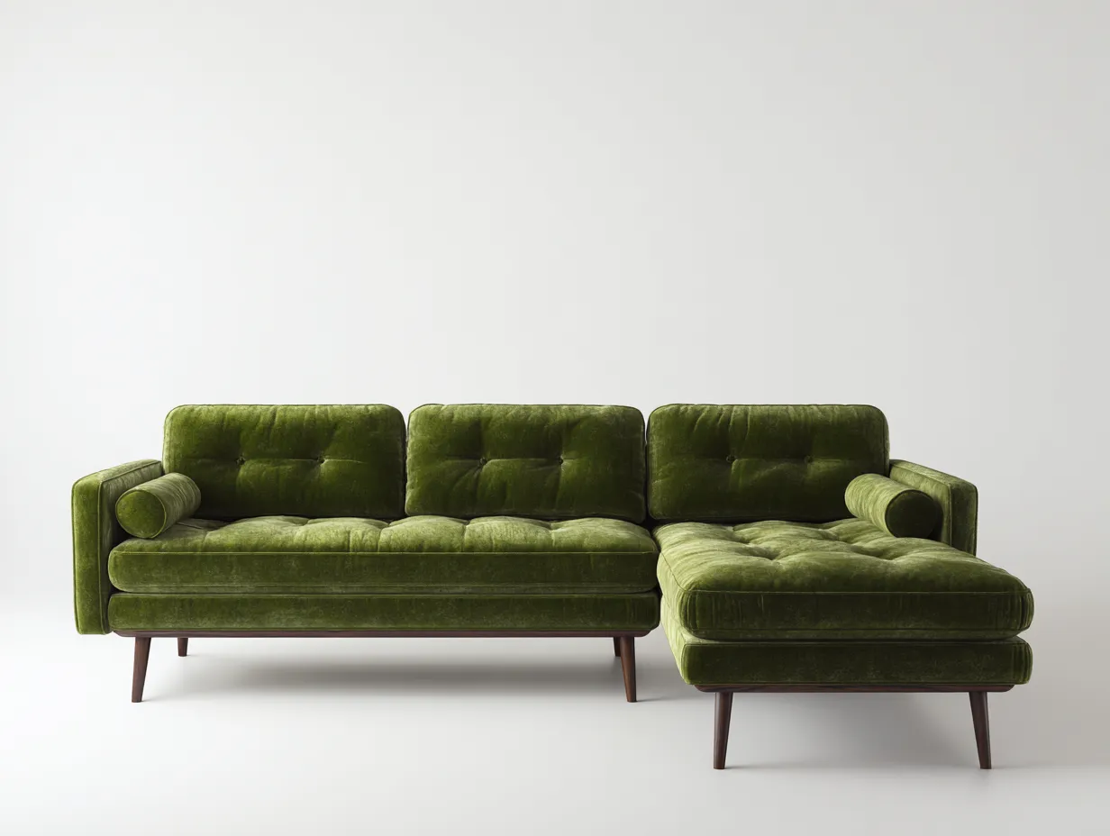 Sofá rinconera tela 260x160x85 cm - verde - diseño moderno