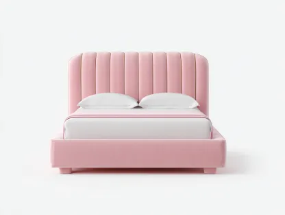 Cama doble tela 200x150x115 cm - rosa - diseño moderno