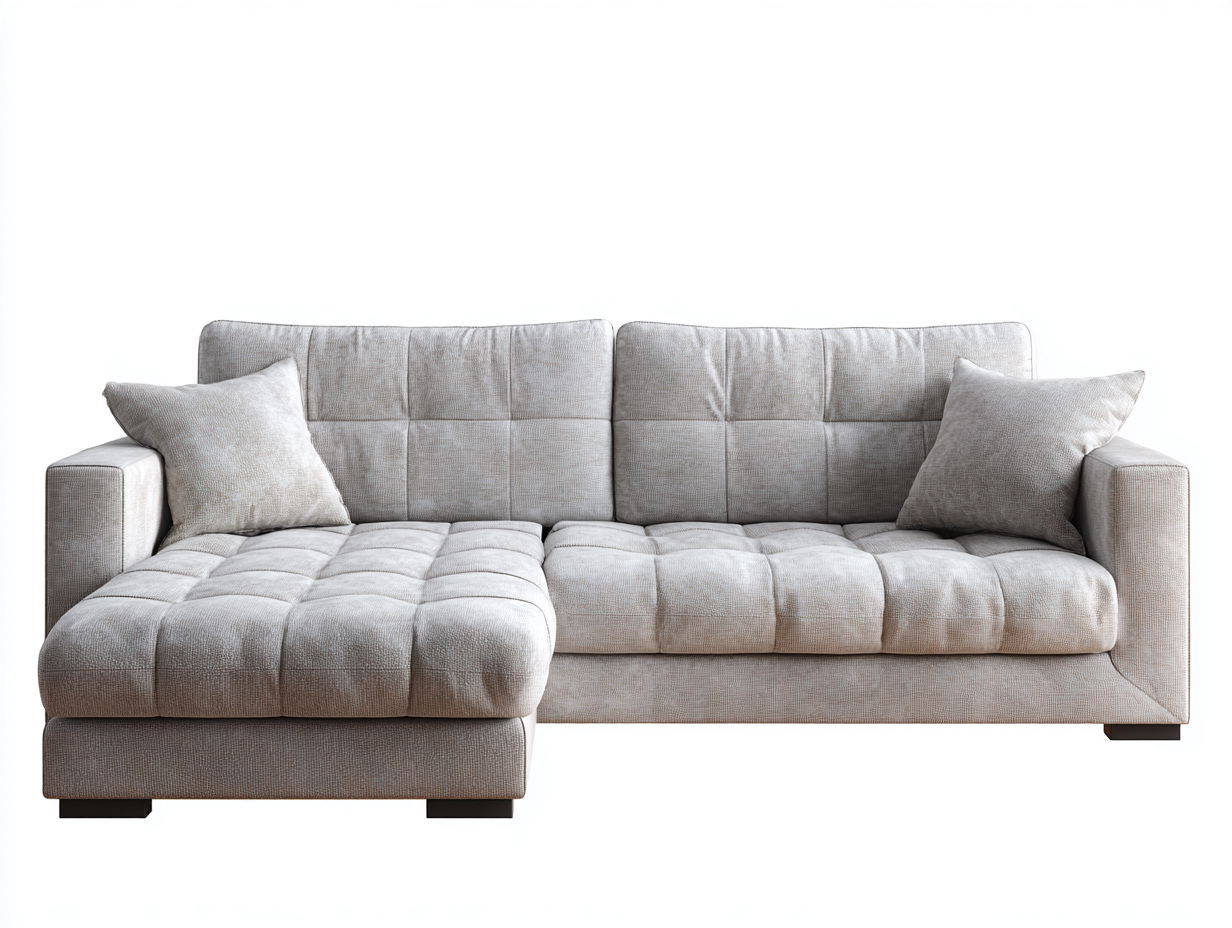 Sofá rinconera tela 270x165x85 cm - gris claro - diseño moderno