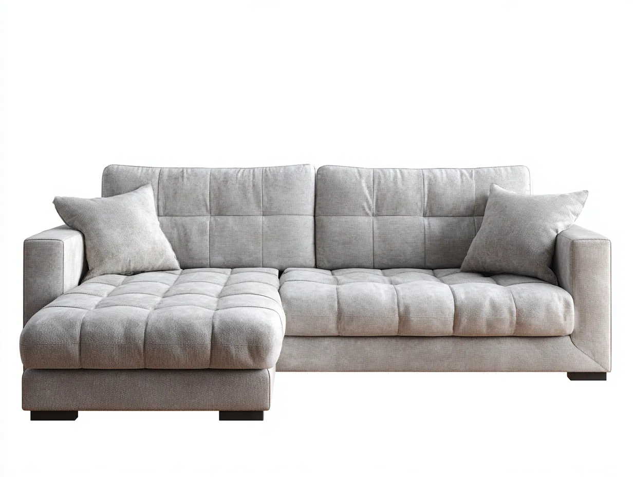 Sofá rinconera tela 270x165x85 cm - gris claro - diseño moderno