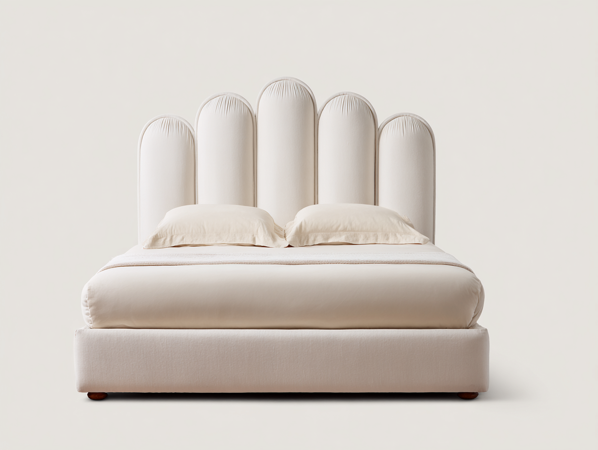 Cama doble tela 200x160x130 cm - blanco - diseño moderno